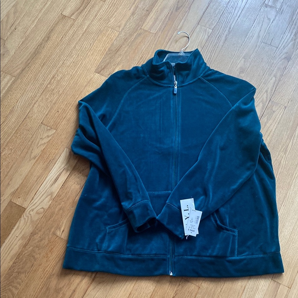 NWT! Kohl’s Teal Full-Zip velvet Jacket